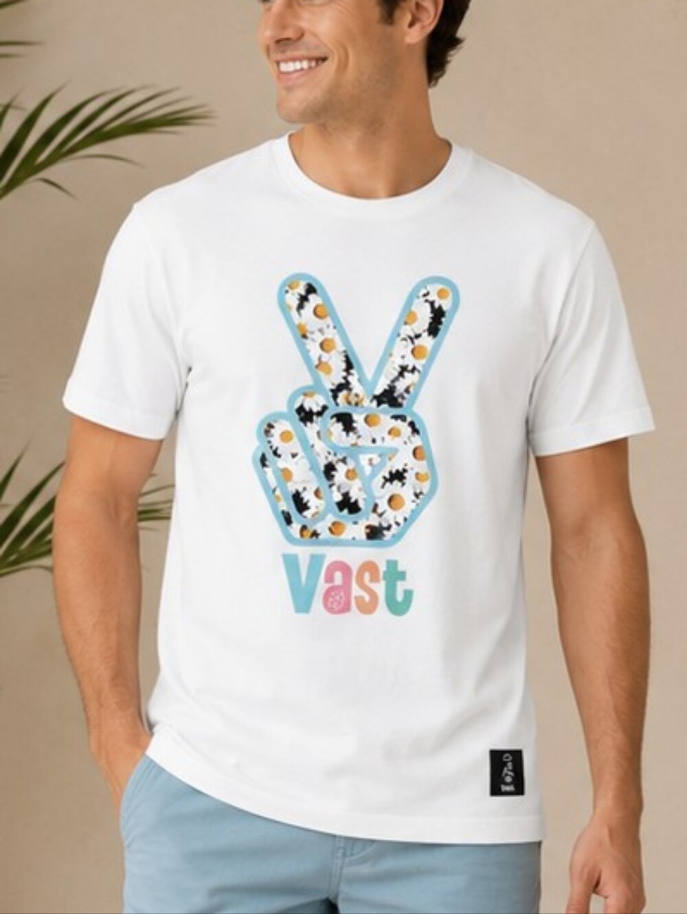 Vast Men's Daisy Peace Graphic T-Shirt – White Size M NWT